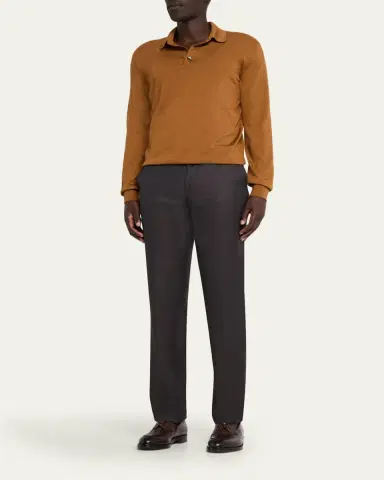 ZEGNA Men's Trofeo Wool Straight Fit Flat-Front Pants | Thumbnail 2 ZEGNA Men's Trofeo Wool Straight Fit Flat-Front Pants | Thumbnail 2