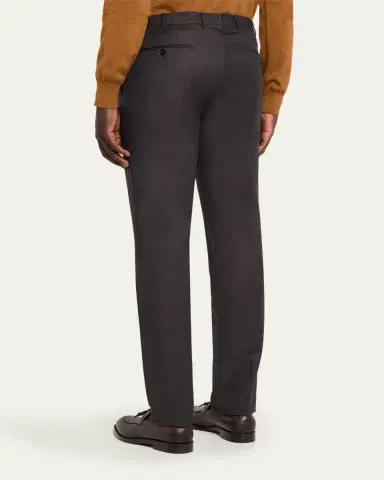 ZEGNA Men's Trofeo Wool Straight Fit Flat-Front Pants | Thumbnail 3 ZEGNA Men's Trofeo Wool Straight Fit Flat-Front Pants | Thumbnail 3