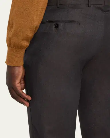 ZEGNA Men's Trofeo Wool Straight Fit Flat-Front Pants | Thumbnail 5 ZEGNA Men's Trofeo Wool Straight Fit Flat-Front Pants | Thumbnail 5