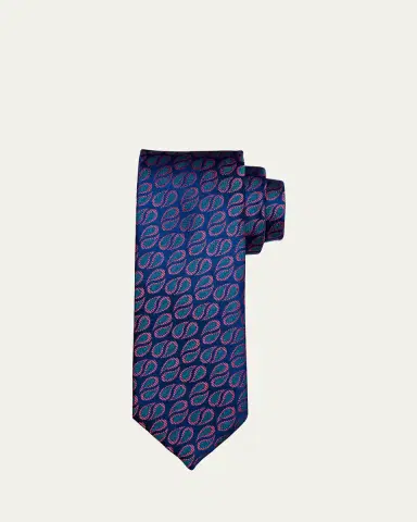 Charvet Men's Textured Raindrop Silk Tie | Thumbnail 5 Charvet Men's Textured Raindrop Silk Tie | Thumbnail 5