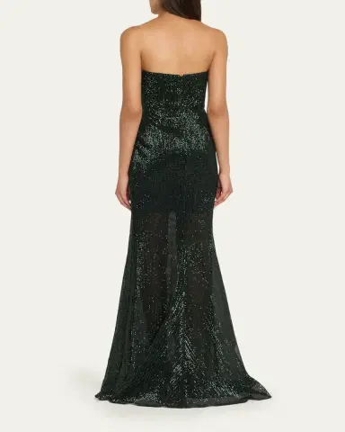 Badgley Mischka Strapless Bow-Front Sequin Gown | Thumbnail 3 Badgley Mischka Strapless Bow-Front Sequin Gown | Thumbnail 3