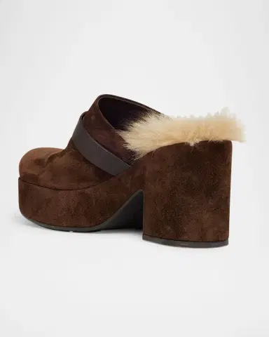 Moncler Amalia Shearling-Lined Suede Mules | Thumbnail 3 Moncler Amalia Shearling-Lined Suede Mules | Thumbnail 3
