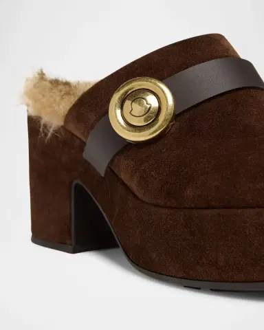 Moncler Amalia Shearling-Lined Suede Mules | Thumbnail 4 Moncler Amalia Shearling-Lined Suede Mules | Thumbnail 4