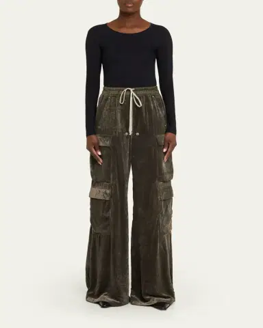 Rick Owens Velvet Straight-Leg Cargo Pants | Thumbnail 5 Rick Owens Velvet Straight-Leg Cargo Pants | Thumbnail 5