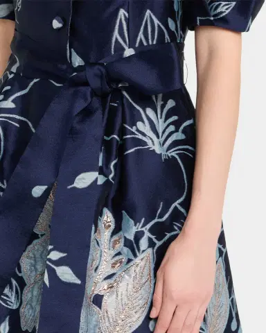 Rickie Freeman for Teri Jon Puff-Sleeve Floral Jacquard Midi Shirtdress | Thumbnail 9 Rickie Freeman for Teri Jon Puff-Sleeve Floral Jacquard Midi Shirtdress | Thumbnail 9
