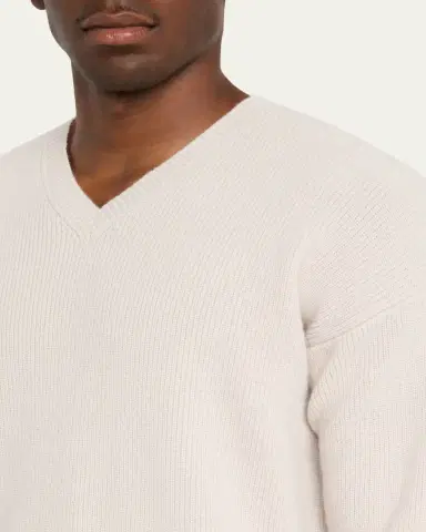 Bergdorf Goodman Men's Cashmere and Wool Rib V-Neck Sweater | Thumbnail 5 Bergdorf Goodman Men's Cashmere and Wool Rib V-Neck Sweater | Thumbnail 5