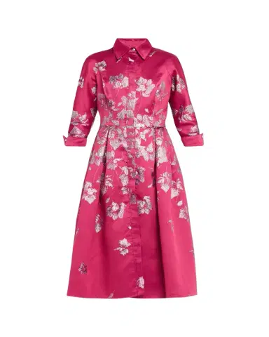 Rickie Freeman for Teri Jon Pleated Metallic Jacquard Midi Shirtdress | Thumbnail 1 Rickie Freeman for Teri Jon Pleated Metallic Jacquard Midi Shirtdress | Thumbnail 1