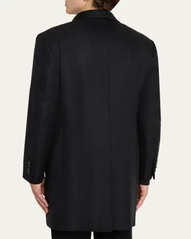 Brioni Men's Wool Chevron Single-Breasted Overcoat | Thumbnail 3 Brioni Men's Wool Chevron Single-Breasted Overcoat | Thumbnail 3