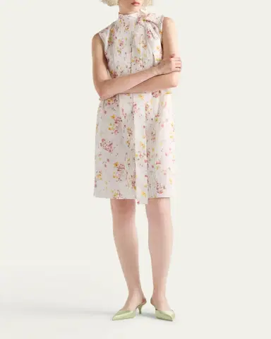 Prada Bouquet-Print Sleeveless Poplin Dress | Thumbnail 2 Prada Bouquet-Print Sleeveless Poplin Dress | Thumbnail 2