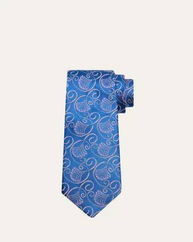 Charvet Men's Curly Floral Silk Tie | Thumbnail 2 Charvet Men's Curly Floral Silk Tie | Thumbnail 2