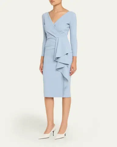 Chiara Boni La Petite Robe Draped Faux Wrap Bodycon Midi Dress | Thumbnail 4 Chiara Boni La Petite Robe Draped Faux Wrap Bodycon Midi Dress | Thumbnail 4