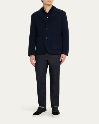 Maurizio Baldassari Men's Cashmere Stand Collar Four-Button Jacket | Thumbnail 2 Maurizio Baldassari Men's Cashmere Stand Collar Four-Button Jacket | Thumbnail 2