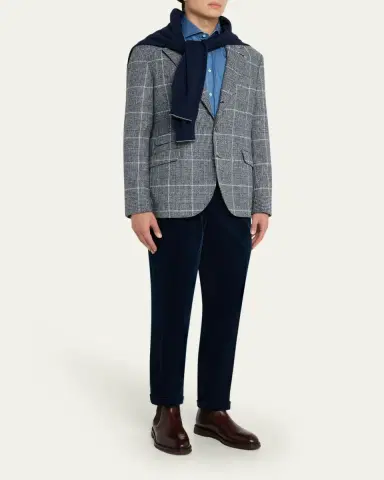 Brunello Cucinelli Men's Cotton Corduroy Waist-Tab Pleated Pants | Thumbnail 2 Brunello Cucinelli Men's Cotton Corduroy Waist-Tab Pleated Pants | Thumbnail 2