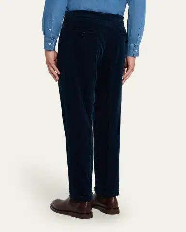 Brunello Cucinelli Men's Cotton Corduroy Waist-Tab Pleated Pants | Thumbnail 3 Brunello Cucinelli Men's Cotton Corduroy Waist-Tab Pleated Pants | Thumbnail 3