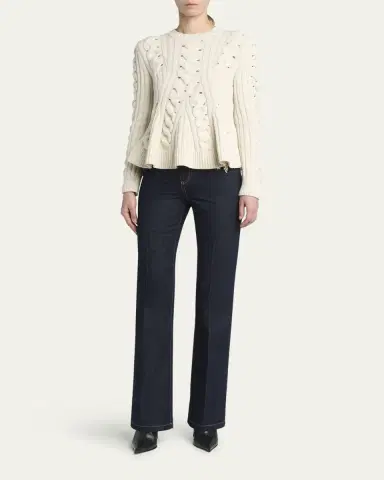 McQueen Peplum Cable-Knit Wool Cashmere Sweater | Thumbnail 2 McQueen Peplum Cable-Knit Wool Cashmere Sweater | Thumbnail 2
