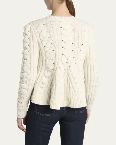 McQueen Peplum Cable-Knit Wool Cashmere Sweater | Thumbnail 3 McQueen Peplum Cable-Knit Wool Cashmere Sweater | Thumbnail 3