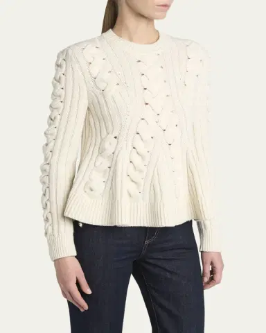 McQueen Peplum Cable-Knit Wool Cashmere Sweater | Thumbnail 4 McQueen Peplum Cable-Knit Wool Cashmere Sweater | Thumbnail 4