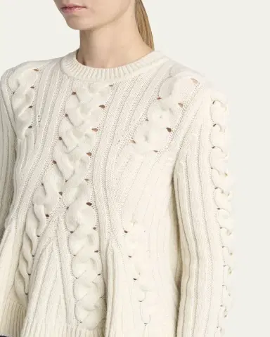 McQueen Peplum Cable-Knit Wool Cashmere Sweater | Thumbnail 5 McQueen Peplum Cable-Knit Wool Cashmere Sweater | Thumbnail 5