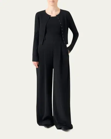 Akris punto Wool Rib Crop Crewneck Cardigan | Thumbnail 2 Akris punto Wool Rib Crop Crewneck Cardigan | Thumbnail 2