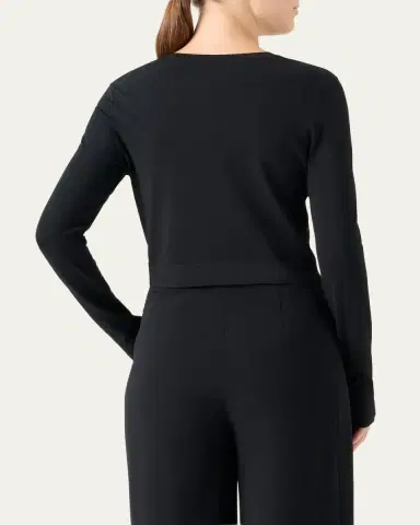 Akris punto Wool Rib Crop Crewneck Cardigan | Thumbnail 3 Akris punto Wool Rib Crop Crewneck Cardigan | Thumbnail 3