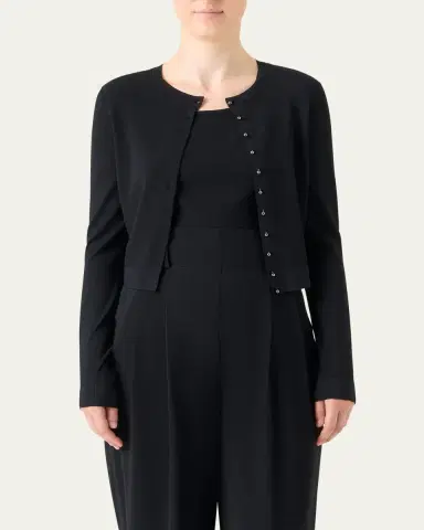 Akris punto Wool Rib Crop Crewneck Cardigan | Thumbnail 4 Akris punto Wool Rib Crop Crewneck Cardigan | Thumbnail 4