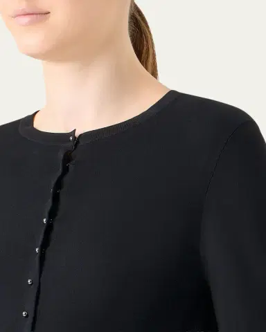 Akris punto Wool Rib Crop Crewneck Cardigan | Thumbnail 5 Akris punto Wool Rib Crop Crewneck Cardigan | Thumbnail 5