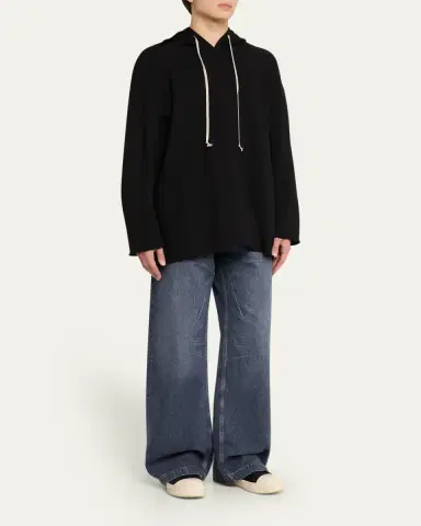 DRKSHDW RICK OWENS Men's Cotton Raw-Edge Oversized Hoodie | Thumbnail 2 DRKSHDW RICK OWENS Men's Cotton Raw-Edge Oversized Hoodie | Thumbnail 2