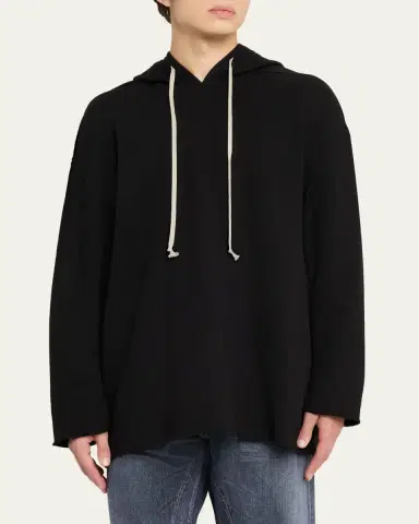 DRKSHDW RICK OWENS Men's Cotton Raw-Edge Oversized Hoodie | Thumbnail 4 DRKSHDW RICK OWENS Men's Cotton Raw-Edge Oversized Hoodie | Thumbnail 4