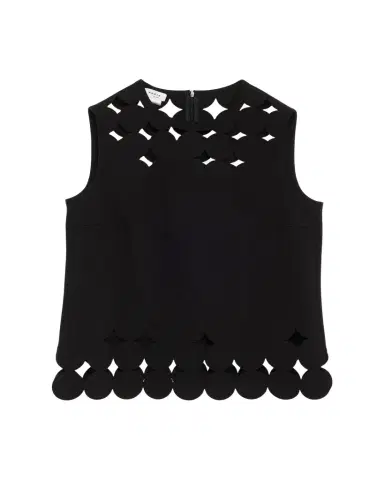Akris punto Sleeveless Cutout Polka Dot Top | Thumbnail 1 Akris punto Sleeveless Cutout Polka Dot Top | Thumbnail 1