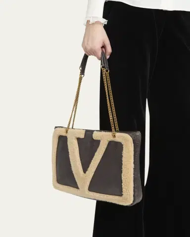 Valentino Garavani Viva Superstar Medium Shearling VLogo Tote Bag | Thumbnail 2 Valentino Garavani Viva Superstar Medium Shearling VLogo Tote Bag | Thumbnail 2