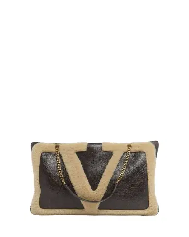 Valentino Garavani Viva Superstar Medium Shearling VLogo Tote Bag | Thumbnail 1 Valentino Garavani Viva Superstar Medium Shearling VLogo Tote Bag | Thumbnail 1