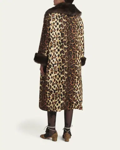 Valentino Garavani Sheep Shearling-Trim Leopard-Print Wool Oversized Coat | Thumbnail 3 Valentino Garavani Sheep Shearling-Trim Leopard-Print Wool Oversized Coat | Thumbnail 3