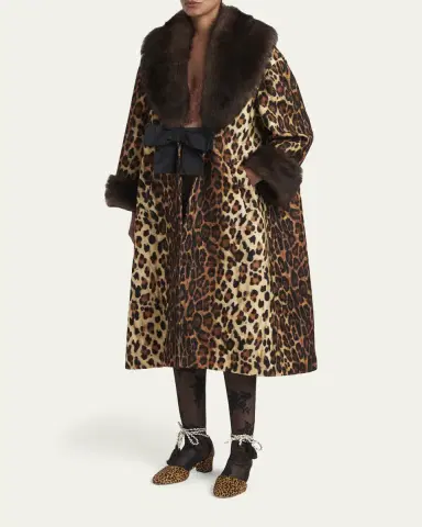 Valentino Garavani Sheep Shearling-Trim Leopard-Print Wool Oversized Coat | Thumbnail 4 Valentino Garavani Sheep Shearling-Trim Leopard-Print Wool Oversized Coat | Thumbnail 4