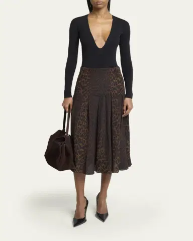 Balenciaga Leopard-Print Silk Godet Midi Skirt | Thumbnail 2 Balenciaga Leopard-Print Silk Godet Midi Skirt | Thumbnail 2