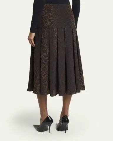 Balenciaga Leopard-Print Silk Godet Midi Skirt | Thumbnail 3 Balenciaga Leopard-Print Silk Godet Midi Skirt | Thumbnail 3