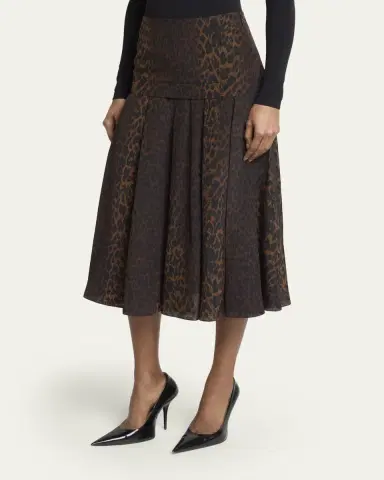 Balenciaga Leopard-Print Silk Godet Midi Skirt | Thumbnail 4 Balenciaga Leopard-Print Silk Godet Midi Skirt | Thumbnail 4