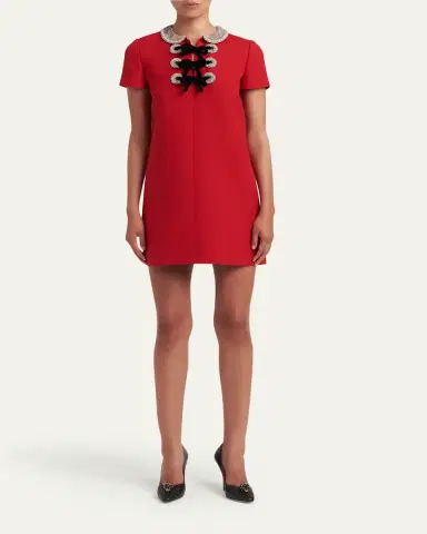 Valentino Garavani Embroidered Velvet Bow Midi Dress | Thumbnail 2 Valentino Garavani Embroidered Velvet Bow Midi Dress | Thumbnail 2