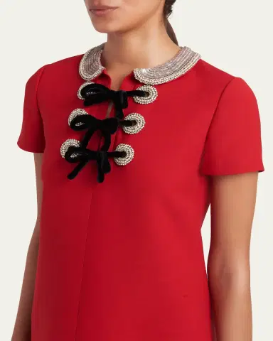 Valentino Garavani Embroidered Velvet Bow Midi Dress | Thumbnail 7 Valentino Garavani Embroidered Velvet Bow Midi Dress | Thumbnail 7