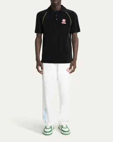 CASABLANCA Men's Velvet Rib Raglan Polo Shirt | Thumbnail 2 CASABLANCA Men's Velvet Rib Raglan Polo Shirt | Thumbnail 2