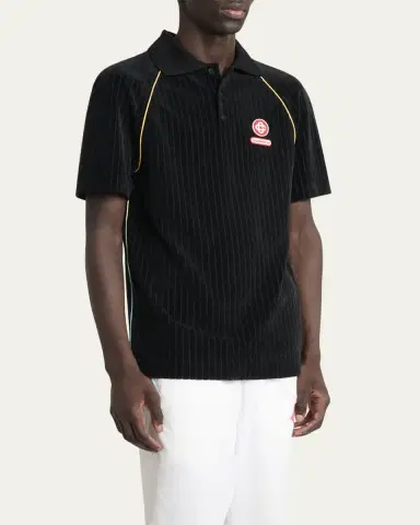 CASABLANCA Men's Velvet Rib Raglan Polo Shirt | Thumbnail 4 CASABLANCA Men's Velvet Rib Raglan Polo Shirt | Thumbnail 4