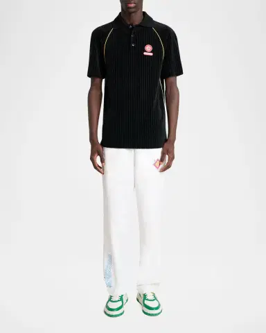 CASABLANCA Men's Velvet Rib Raglan Polo Shirt | Thumbnail 6 CASABLANCA Men's Velvet Rib Raglan Polo Shirt | Thumbnail 6