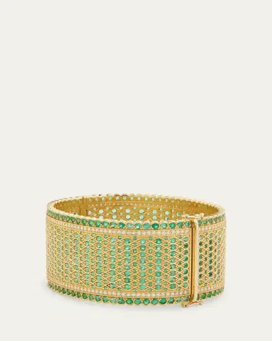 Jamie Wolf 18K Gold Woven Emerald & Diamond Bracelet | Thumbnail 2 Jamie Wolf 18K Gold Woven Emerald & Diamond Bracelet | Thumbnail 2