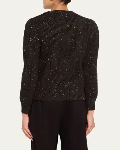 Bottega Veneta Button-Shoulder Speckled Rib Crewneck Sweater | Thumbnail 3 Bottega Veneta Button-Shoulder Speckled Rib Crewneck Sweater | Thumbnail 3