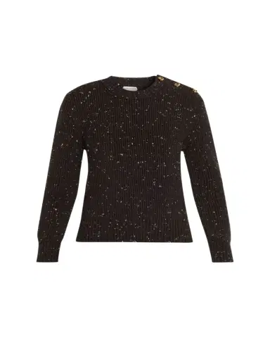 Bottega Veneta Button-Shoulder Speckled Rib Crewneck Sweater | Thumbnail 1 Bottega Veneta Button-Shoulder Speckled Rib Crewneck Sweater | Thumbnail 1
