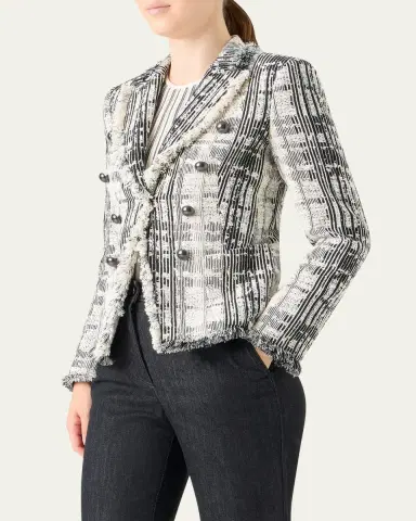 Akris punto Fringed Boucle Tweed Double-Breasted Blazer | Thumbnail 4 Akris punto Fringed Boucle Tweed Double-Breasted Blazer | Thumbnail 4