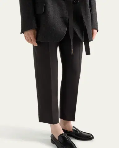 Prada Cropped Wool Check Tailored Pants | Thumbnail 4 Prada Cropped Wool Check Tailored Pants | Thumbnail 4