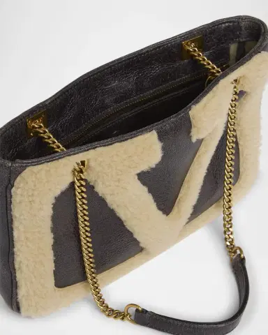 Valentino Garavani Viva Superstar Small Shearling VLogo Tote Bag | Thumbnail 3 Valentino Garavani Viva Superstar Small Shearling VLogo Tote Bag | Thumbnail 3