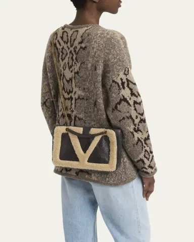 Valentino Garavani Viva Superstar Small Shearling VLogo Tote Bag | Thumbnail 7 Valentino Garavani Viva Superstar Small Shearling VLogo Tote Bag | Thumbnail 7