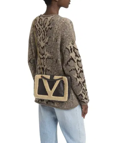 Valentino Garavani Viva Superstar Small Shearling VLogo Tote Bag | Thumbnail 1 Valentino Garavani Viva Superstar Small Shearling VLogo Tote Bag | Thumbnail 1