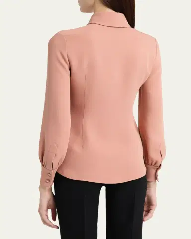 Valentino Garavani Neck-Scarf Silk Georgette Button-Down Shirt | Thumbnail 3 Valentino Garavani Neck-Scarf Silk Georgette Button-Down Shirt | Thumbnail 3